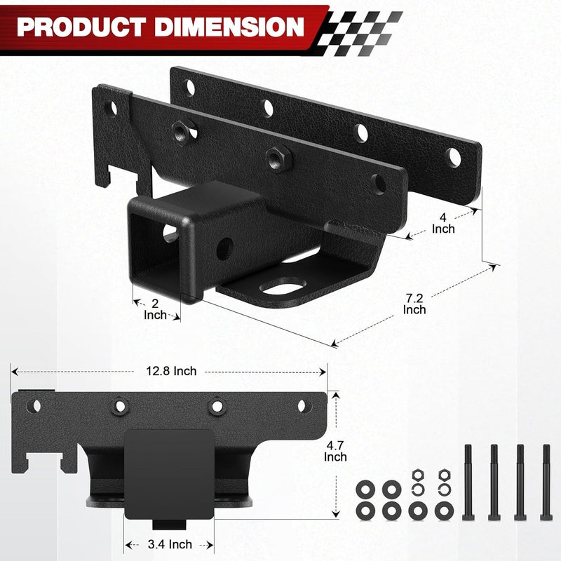 longsen Tow Trailer Hitch Receiver Kit 2 Inch Rear Bumper, Max Towing Capacity 3500 lbs, Compatible with 2018-2025 Jeep Wrangler JL JLU 4 Door and 2 Door Unlimited – Excludes JK Models - Image 2